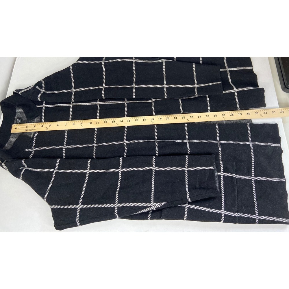 Rachel Zoe Black White Windowpane Plaid Open Front Cardigan Sweater Plus Size 1X - Picture 9 of 12